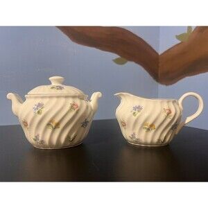 Petite Fleur Creamer & Covered Sugar Set Fine Bone China- CS5186 Salem China NEW